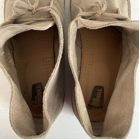 Clarks Mens Desert Chukka Boots Tan Suede Leather Chukka Boots Size 13 Lace Up - Picture 10 of 12